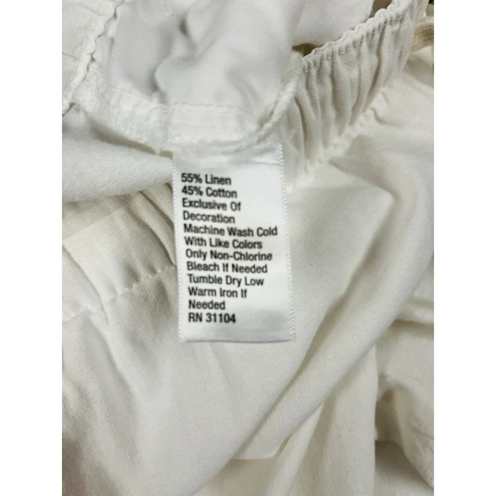 Saddlebred Pants Mens M White Linen Blend Drawstring Waist Nautical Resort Beach